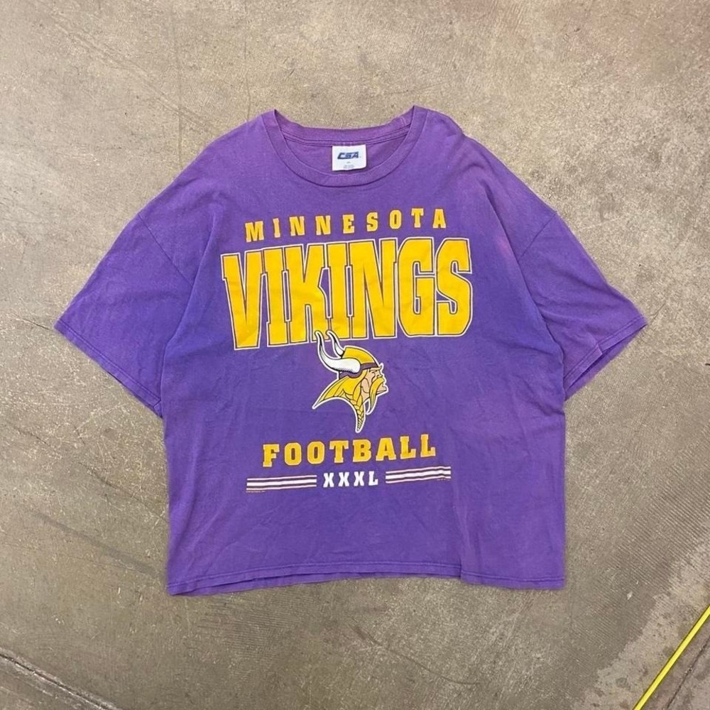 Vintage NFL Minnesota Vikings Purple 1995 CSA Football T-Shirt Size XL